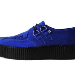 V9914 Women Royal Blue Velvet Interlace Mondo Creeper