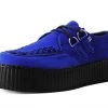 V9914 Women Royal Blue Velvet Interlace Mondo Creeper