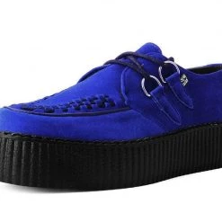 V9914 Women Royal Blue Velvet Interlace Mondo Creeper