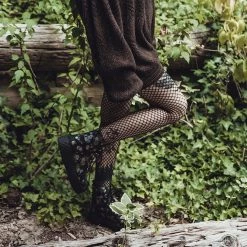 V9916 Black & Silver Rose Print Boot Women