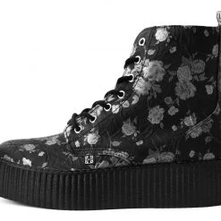 V9916 Black & Silver Rose Print Boot Women