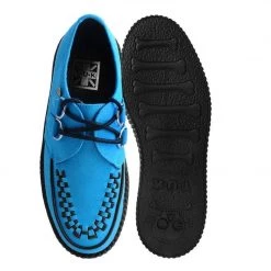 V9919 Women Teal Faux Suede Interlace Mondo Creeper
