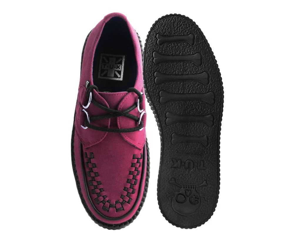 V9921 Women Burgundy Faux Suede Interlace Mondo Creeper