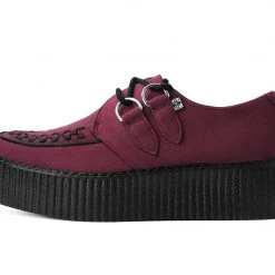 V9921 Women Burgundy Faux Suede Interlace Mondo Creeper
