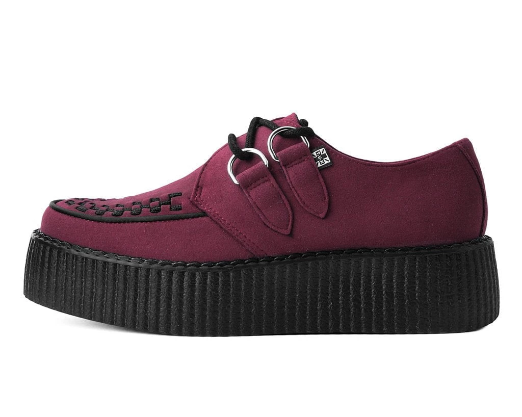 V9921 Women Burgundy Faux Suede Interlace Mondo Creeper