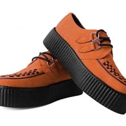 V9922 Women Burnt Orange Faux Suede Interlace Mondo Creeper