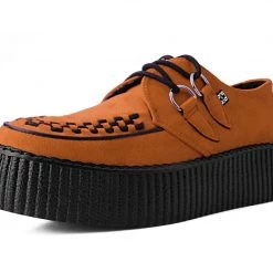 V9922 Women Burnt Orange Faux Suede Interlace Mondo Creeper