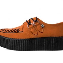 V9922 Women Burnt Orange Faux Suede Interlace Mondo Creeper