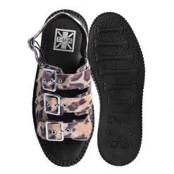 V9957L Tan Leopard 3-Buckle Mondo Sandal Women