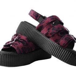 V9958L Women Burgundy Leopard 3-Buckle Mondo Sandal