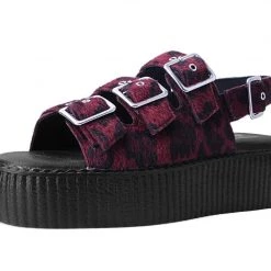 V9958L Women Burgundy Leopard 3-Buckle Mondo Sandal