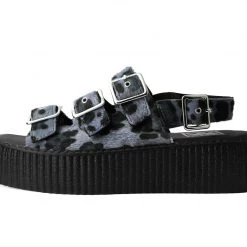 V9959L Grey Leopard 3-Buckle Mondo Sandal Women