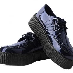 V9967 Women Black Metallic Sparkle D-Ring Mondo Creeper