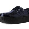 V9967 Women Black Metallic Sparkle D-Ring Mondo Creeper