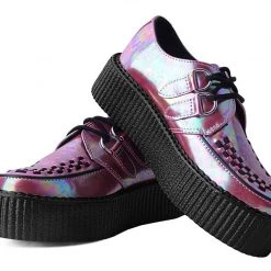 V9969 Women Red Oil Slick D-Ring Mondo Creeper