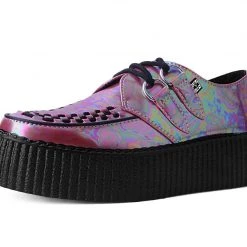 V9969 Women Red Oil Slick D-Ring Mondo Creeper