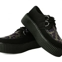 V9971 Women Black & Olive Leopard D-Ring Mondo Creeper