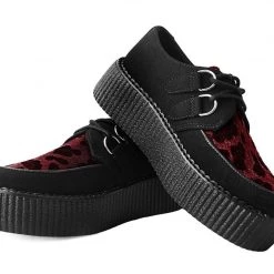 V9973 Black & Burgundy Leopard D-Ring Mondo Creeper