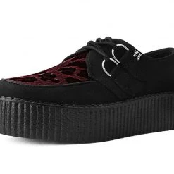 V9973 Black & Burgundy Leopard D-Ring Mondo Creeper