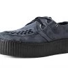 V9981 Women Grey Faux Suede Interlace Mondo Creeper