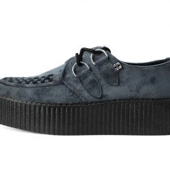 V9981 Women Grey Faux Suede Interlace Mondo Creeper
